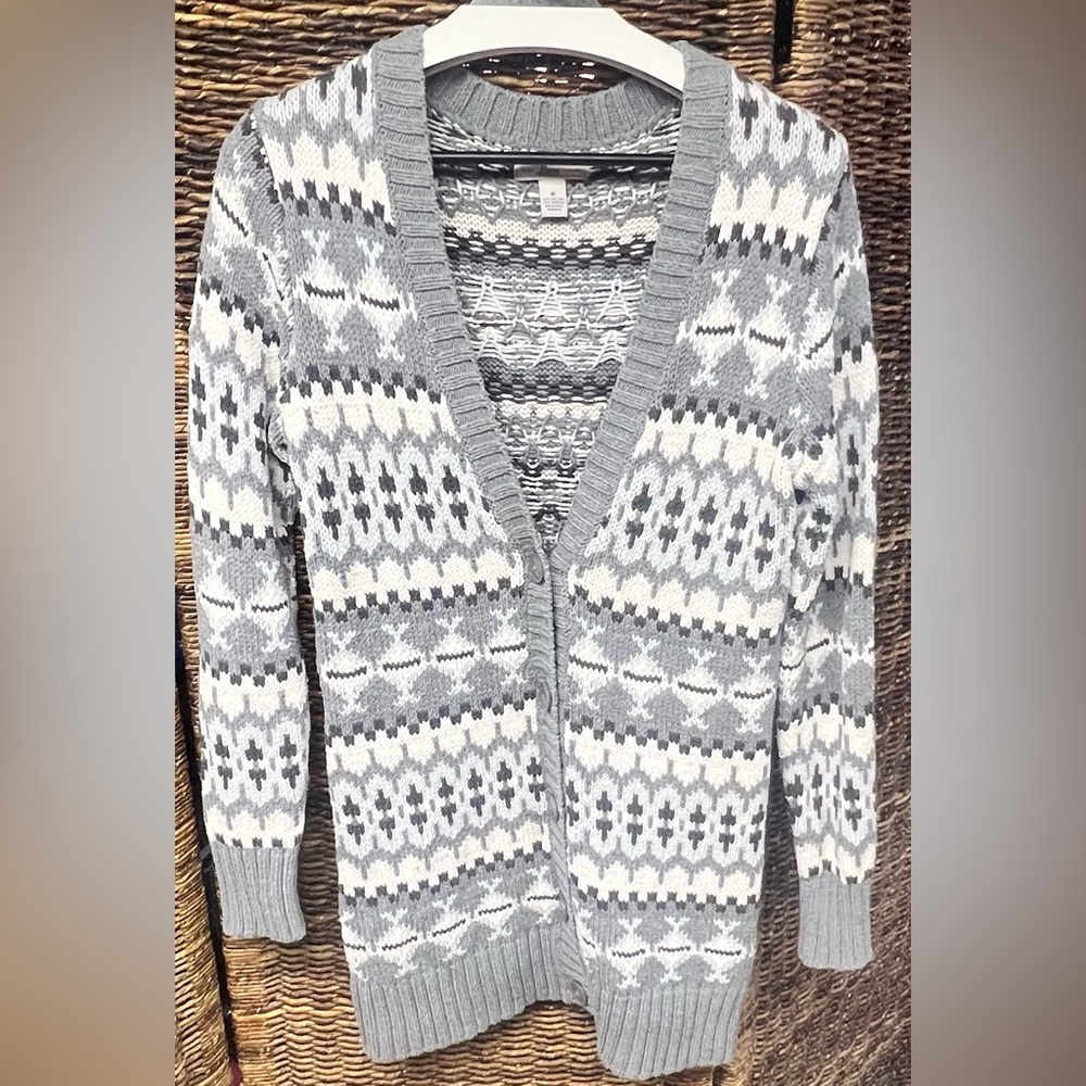 Bass Gray and White Knit Sweater- Size: Medium, Womens